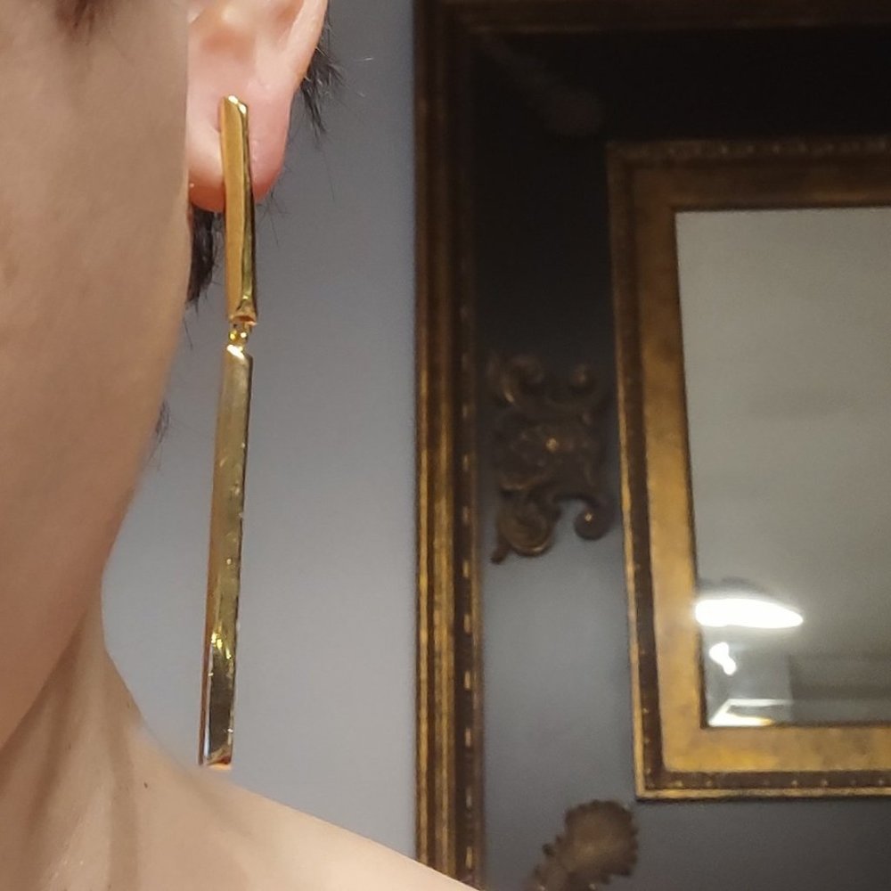 Kate Spade Raise the Bar Gold Tone Double Drop Linear Earrings NWOT